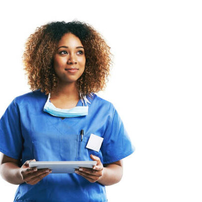 nurse1 Studio shot of an attractive young nurse using a digital tablet against a white background